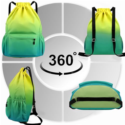 Drawstring Backpack for Women Drawstring Gym Bag Water Resistant Small Cinch Sack Pull String Backpack Bag (Red-Blue) - color: Red-blue