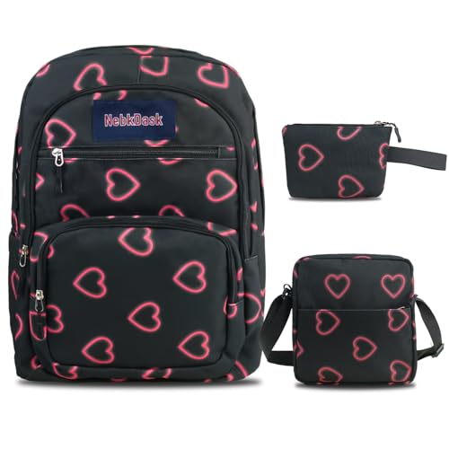 Travel Laptop Backpack for Women & Men, Water Resistant Carry On Backpack Fits 15.6 Inch Laptop, Large Side Pocket for Owala FreeSip Bottles, Personal Item Bag for Travel Work College(Love) - color: Love