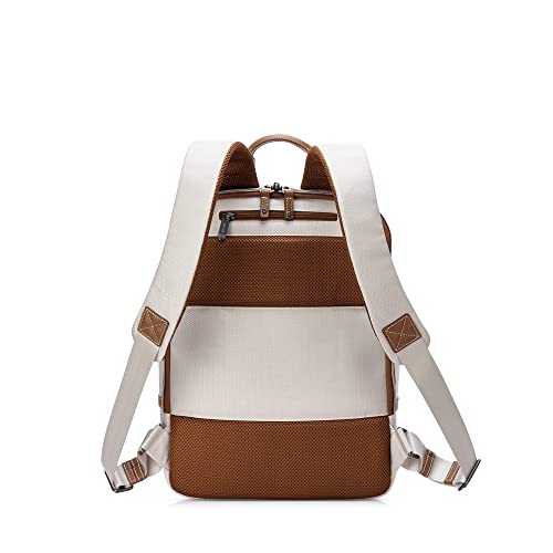 DELSEY PARIS Chatelet Air 2.0 Travel Laptop Backpack, Fits 14 Inch Laptop, Water-Repellent Recycled Fabric, Vegan Leather Trim, Trolley Sleeve, Angora - color: Angora