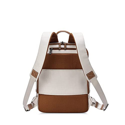 DELSEY PARIS Chatelet Air 2.0 Travel Laptop Backpack, Fits 14 Inch Laptop, Water-Repellent Recycled Fabric, Vegan Leather Trim, Trolley Sleeve, Angora - color: Angora