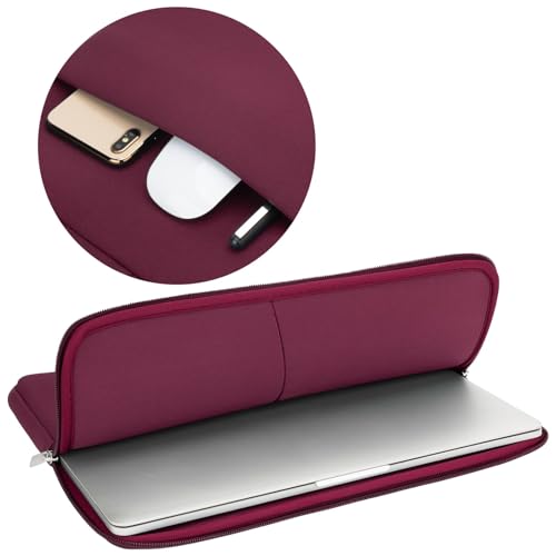 RAINYEAR 15 Inch Laptop Sleeve Protective Case Soft Cover Computer Bag with Front Pocket & Accessories Pouch, Compatible with 15.4" MacBook Pro/Air M2 M3 M4 M5 A3448 A1707 A1990 (Red) - color: Red, size: 15"-15.4"