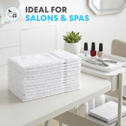 Simpli-Magic Cotton Hand Towels 16"x27" (12 Pack) – Soft Towels for Bathroom, Kitchen, Salon & Gym (White) - color: White