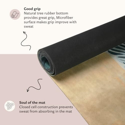 Shakti Warrior Natural Rubber Foldable Travel Yoga mat - Premium Printed Natural Eco-friendly Non-Slip Mat Great for Hot Yoga, Pilates, Workouts ( 72 inch x 24 inch x 1mm thick ) Wanderlust - Travel Edition
