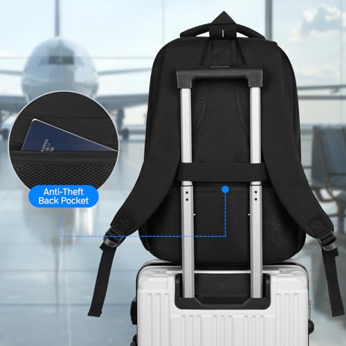 BIKROD Travel Laptop Backpack for Men and Women, Black School Backpacks for Teen Boys and Girls, Water Resistant Back Pack, Business Sturdy Computer Bag - size: 15.6 Inch