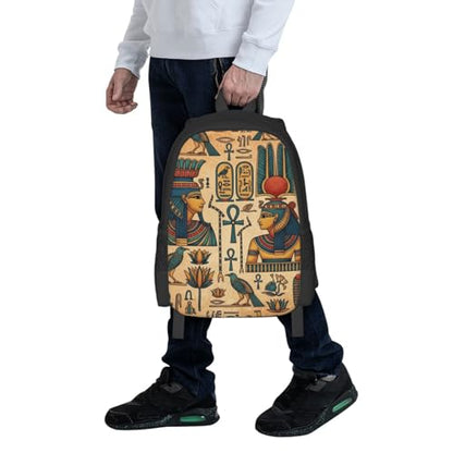 Slim Anti Theft Laptop Backpack Egyptian Murals, Large Volume Travel Daypack Durable Polyester Carry Bag for Office Business Outdoor Trekking - color: Design (1323)