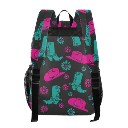 Western Cowgirl Flowers Clear Backpack PVC Transparent School Backpack Lightweight Student Book Bags Capacity Clear Bag - color: Magnet Black