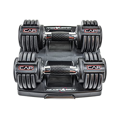 CAP ADJUSTABELL Adjustable Dumbbell Weights - Singles & Pairs | 12.5 lb, 25 lb & 55 lb | Multiple Handle Options - size: 12.5 lb - Honeycomb Chrome and Black Handle, style: Pair