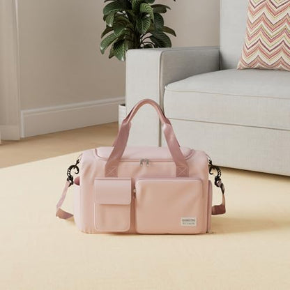 Small Gym Bag for Women, Travel Duffle Bag Carry On Weekender Bag with Shoe Compartment - color: 01#Pink, style: Gym Bag&toiletry Bag