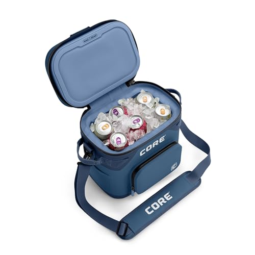 CORE Magnetic Leak Proof Soft Cooler with Waterproof Zipper | Insulated Bag Portable Ice Chest Box | Best Soft Cooler for Food & Beverages for Tailgating, Car Camping, Travel, and Family Beach Picnics - color: Navy, size: 12 Can