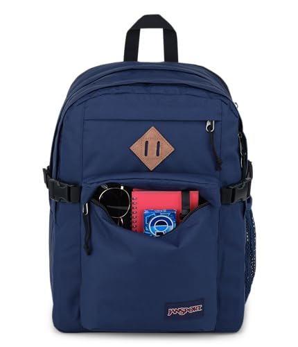 JanSport Main Campus Backpack - Travel or Work backpack w 15-Inch Laptop Sleeve and Dual Water Bottle Pockets, Navy - color: Navy