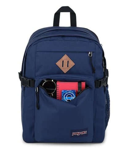 JanSport Main Campus Backpack - Travel or Work backpack w 15-Inch Laptop Sleeve and Dual Water Bottle Pockets, Navy - color: Navy