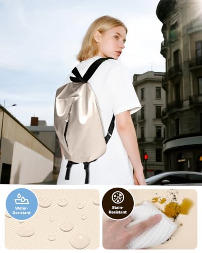 pack all 12L Water-Resistant Backpack, Lightweight Compact Daypack - color: Light Beige