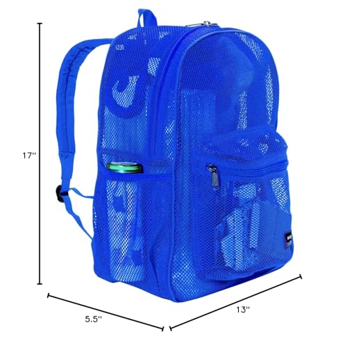 K-Cliffs Heavy Duty Mesh Backpack Quality Classic Student Net Bookbag Durable See Through Simple Netting Daypack Basic School Bag Royal Blue - color: Royal Blue