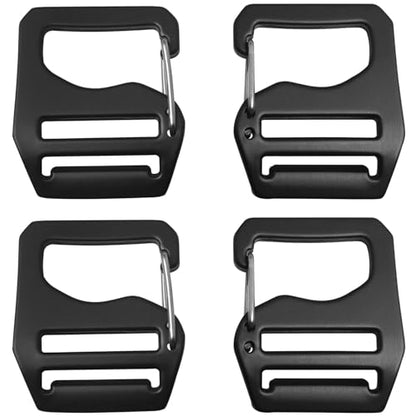 4PCS Adjustable Webbing G Shaped Buckles with Spring Loaded Gate Aluminum Alloy Inner Diameter 0.79in 2 Pcs for Left and 2 Pcs for Right Suitable for Backpacks Tactical Belts Black