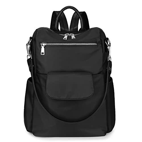 Uromee Travel Backpack Purse for Women Nylon Ladies Fashion Tassel Shoulder Bag Convertible - color: 261 Black