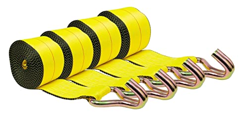 Mytee Products (4 Pack) 3" x 30' Winch Straps w/Wire Hook, WLL 5000 Flatbed Tie Down Strap - color: 4 - Pack, size: 3" x 30'