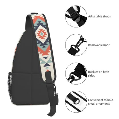 Sling Backpack Unisex Crossbody Chest Bag Shoulder Chest Bag For Women Men Hiking Travel - color: Aztec