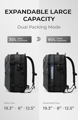 AirVault Vacuum Seal Travel Backpack 60L with Expandable HyperSeal Air Compression Vacuum System Water Resistant TSA Lock (Vacuum Pump Included, Gray, 60L) - color: Gray