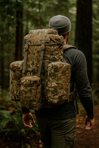 MT PLCE Tactical Backpack with Internal Frame, Military Rucksack for Outdoor, Hiking, Survival - color: Mtp
