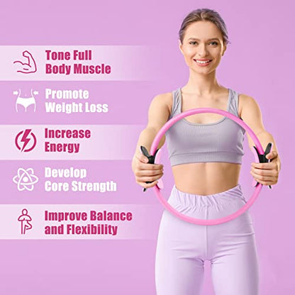 RitFit Pilates Ring Circle - 14 Inch Magic Fitness Circle for Toning Inner & Outer Thighs, Bonus Workout Guide Included - style: Pink