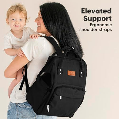 KeaBabies Baby Diaper Bag Backpack - Large Baby Bag for Boys, Girls, Waterproof Multi Function Travel Diaper Backpack with Changing Pad, Durable Travel Essentials for Moms and Dads (Trendy Black) - color: Trendy Black