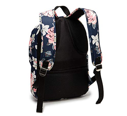 Kinmac Waterproof Laptop Travel Outdoor Backpack with USB Charging Port for 13 inch 14 inch and 15.6 inch Laptop（White Rose） - color: Pink Rose