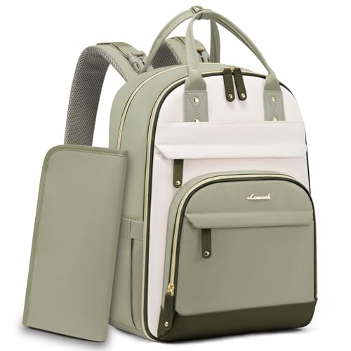 LOVEVOOK Diaper Bag Backpack, Baby Bag with Changing Pad, Large Diaper Backpack Boy Girl, Waterproof Baby Registry Bag for Mom Dad with Stroller Buckles, Light Green-beige-olive Green - color: Light Green-beige-olive Green