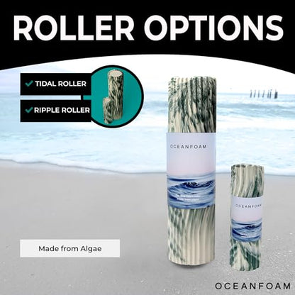 Oceanfoam Tidal Roller - Hunter Marbled - Muscle Massage Foam Roller for Back Pain & Stretching - Firm and Ergonomic Wide Wave Textured - Yoga, Athletics, & Wellness - Full Size, 20" x 5" - color: Hunter Marbled