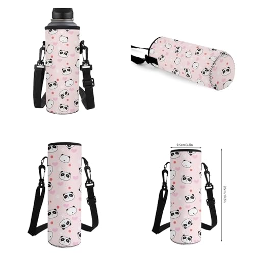 4PCS Cute Panda Backpack for Girls Love Heart School Bag Set with Lunch Box Pencil Case and Water Bottle Holder Trendy Backpack 4 in 1 Set for Travel Children Teens Rucksack - color: Cute Panda Love Heart