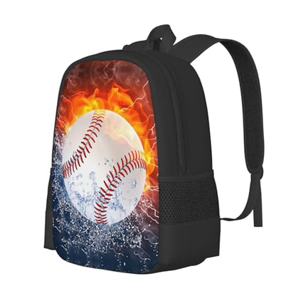 Basketball Fire and Water Design Backpack Laptop Travel Bag Adjustable Backpack Print Daypack for Men Women 16.5 In - color: Style 4