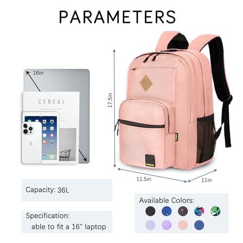 Goloni Lightweight Laptop Backpack 1.1Lbs, 26L Wear-Resistant Water Resistant Backpack with Laptop Compartment for Men Women - color: Flesh Pink