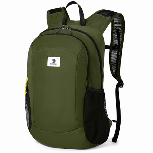 SKYSPER Hiking Backpack Ultralight Packable RFID Travel Daypack Small Nylon Stuff Pack 16L Outdoor Bag for Women Men - color: Green