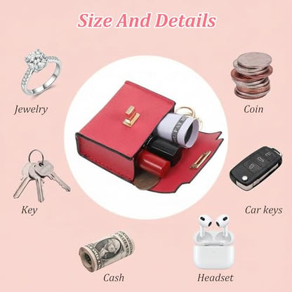 8 Pcs Mini Backpack Keychain Bulk, Mini Coin Purses for Women Cute PU Leather Makeup Bag with Keychain, Multi Pocket Card Holder Cable Organizer Giftable Zipper Pouch (8 Colors)