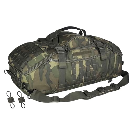 Hannibal Tactical 65L Large Duffle Bag, 3-in-1 Tactical Backpack MOLLE Pack for Sports, Gym, Outdoor, Woodland - color: US Woodland, size: 65L
