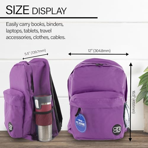 BAZIC 1057 Classic Backpack, Purple, 17" - color: Purple, size: 17"
