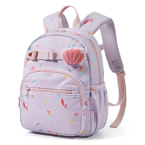 mommore Toddler Backpack Corduroy Kids Backpack for Girls 2-4, 13" H Cute Preschool Kindergarten Bookbag Daycare School Bag for Children - Mermaid - color: Mermaid, style: Backpack