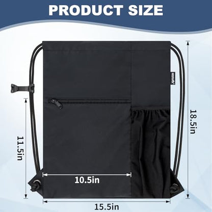 HOLYLUCK Men & Women Outdoor Sport Gym Sack Waterproof Drawstring Backpack Bag (Standard with drawstring, Black) - color: Black, style: Standard With Drawstring