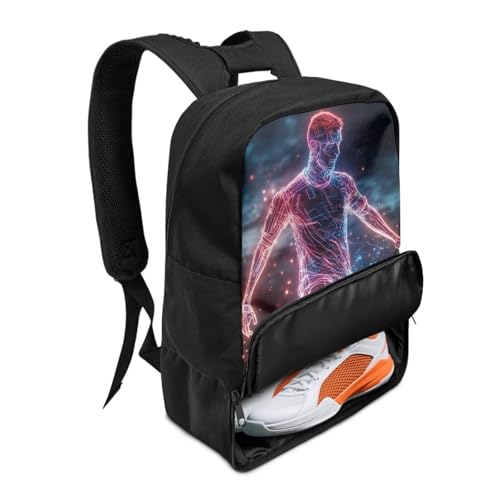18.5in Basketball Backpack Basketball Bag with Shoe Compartment & Ball Holder, Waterproof Bag for Soccer Volleyball - color: Cool Figure Soccer Print