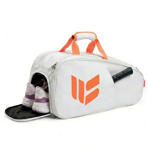 Smartway Tennis Bag for Men Women, 6 Rackets Large Racquet Bag with Shoe Compartment & Insulated Pocket, Waterproof Gym Backpack & Sports Duffel for Pickleball, Training and Daily Use - color: White