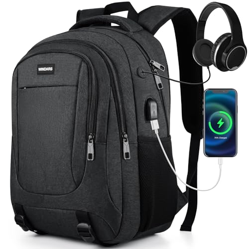 Laptop Backpack for Men and Women: 15.6 Inch Large School Backpacks for Teen Boys Durable Water Resistant College Bookbag Anti Theft Computer Bag with USB Charger for Business Work Travel, Black - color: Black, size: 15.6 Inch