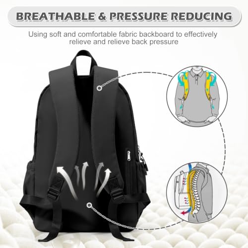 Casual Laptop Backpack for Women Men College Bookbag Waterproof Lightweight School Bag 15.6inch Laptop Daypack Large Capacity School Backpack for Teens Boys Girls, Black - color: Black a