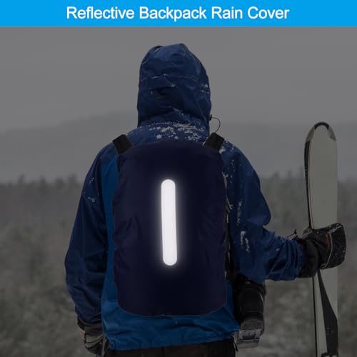 PATIKIL Waterproof Backpack Rain Cover, Non-Slip Backpack Cover with Vertical Reflective Strap Stay Dry for Hiking, Camping, Hunting - color: Dark Blue, size: X-Small