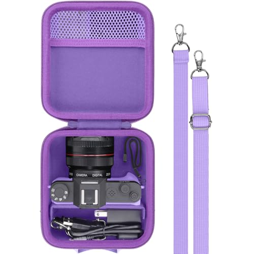 Camera Case for VJIANGER/VETEK/NIKICAM/Yatao 4K Vlogging Camera,Carrying Case Holder for 4K Vlogging Camera and Accessories(Purple Case) - color: Purple Case