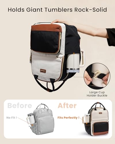 LOVEVOOK Backpack Black White Brown 18.4 inch - color: Black White Brown, size: 18.4 inch