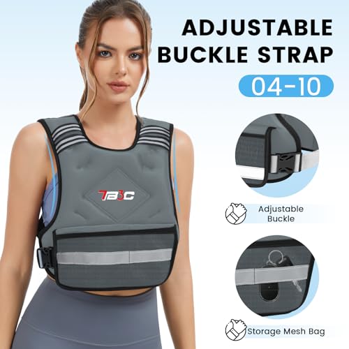 TB3C Adjustable Weighted Vest Woman, 4-10/11-20/20-30 LB Weight Vest for Women, Plus Size Womens Weighted Vest - color: Grey, size: 11-20LB