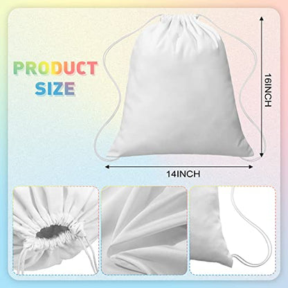 Saintrygo 12/6 Pcs Cotton Tie Dye Drawstring Bags - color: White