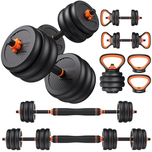 FEIERDUN DS2 Adjustable Dumbbells, 20/30/40/45/70/90lbs Free Weight Set with Connector, 5 in1 Dumbbells Set Used as Barbell, Kettlebells, Push up Stand, Weight Plate, Fitness Exercises for Home Gym Suitable Men/Women - style: B.30LB(15LB Pair)