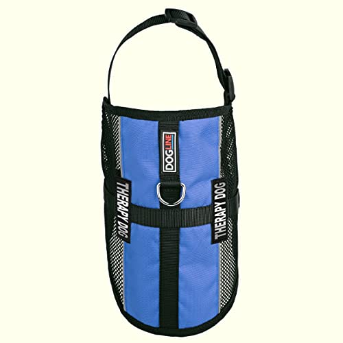 Dogline MaxAire Multi-Purpose Mesh Vest for Dogs and 2 Removable Therapy Dog Patches, Medium, Blue - color: Blue, size: Girth 17 by 21"