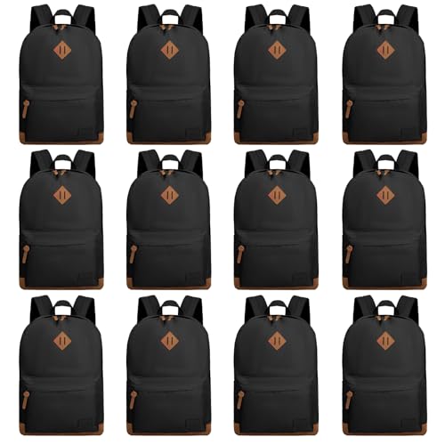 Goloni 12 Packs Classic Backpack with USB Charging Port,Laptop Backpack for Travel - color: Black 12 Packs, size: Medium