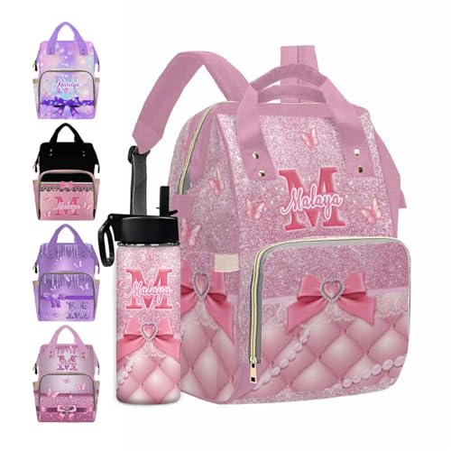 MyPupSocks Personalized Butterfly Diaper Bag, Custom Butterfly Diaper Bag for Baby Girl Mummy Nursing Baby Casual Travel Daypack Fashion Shoulder Bag for Travel Shopping Mom Girl Gifts - color: Color 04